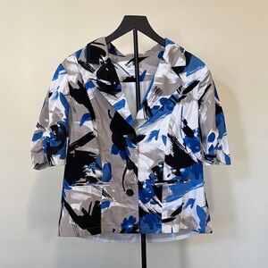 Fashion Bug Blue and Black Patterned Blazer